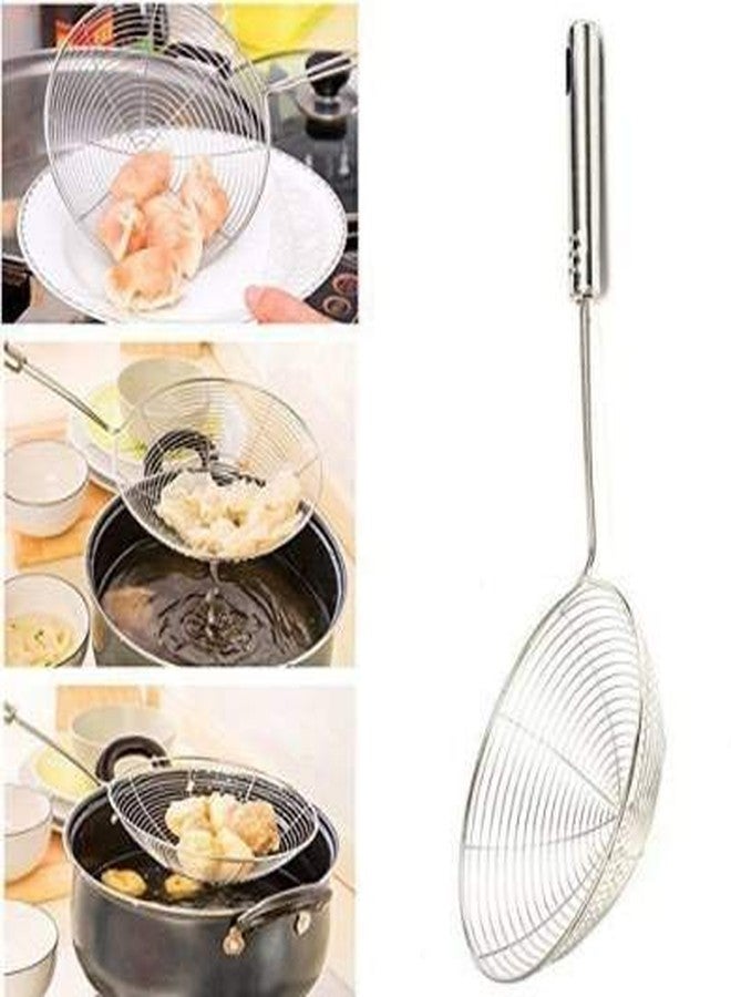 aRIC Stainless Steel Deep Fry Strainer Wire Skimmer with Spiral Mesh, Professional Grade Handle Skimmer Spoon/Ladle for Spaetzle/Pasta/Chips(16 cm)